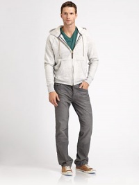 A comfortable cord option, with an all-time favorite fit, in a cool hue with subtle whiskering at the hip.Five-pocket styleZip flyInseam, about 3457% cotton/43% polyesterMachine washMade in USA A comfortable cord option, with an all-time favorite fit, in a cool hue with subtle whiskering at the hip.Five-pocket styleZip flyInseam, about 3457% cotton/43% polyesterMachine washMade in USA