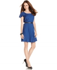 Short flutter sleeves add feminine flirt to this BCBGeneration dress for pretty, polished look! Short flutter sleeves add feminine flirt to this BCBGeneration dress for pretty, polished look!