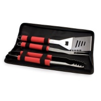 Picnic Time Metro 3-Piece BBQ Tool Set in Carry Case, Red Picnic Time Metro 3-Piece BBQ Tool Set in Carry Case, Red