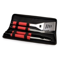 Picnic Time Metro 3-Piece BBQ Tool Set in Carry Case, Red