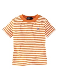 A bold stripe pattern updates a classic polo shirt in breathable cotton mesh. A bold stripe pattern updates a classic polo shirt in breathable cotton mesh.