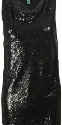 Lauren Ralph Lauren Women's Sequined Sleeveless Drape Neck Top (Black)