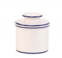 Butter Bell Le Bistro Crock, White with Blue Banding Butter Bell Le Bistro Crock, White with Blue Banding