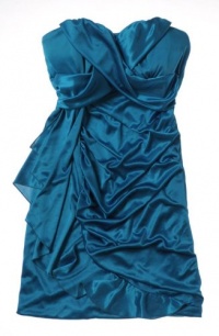 Teeze Me Juniors Draped Strapless Knit Dress, Teal, Large Teeze Me Juniors Draped Strapless Knit Dress, Teal, Large