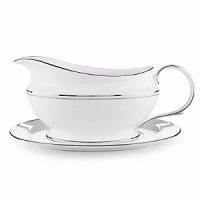 Double bands of platinum set in a distinctive Lenox pattern are an elegant accompaniment to your favorite recipes. Double bands of platinum set in a distinctive Lenox pattern are an elegant accompaniment to your favorite recipes.