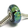 Sterling Silver Murano Turquoise Gold Foiled Glass Bead For Pandora Troll European Charm Bracelets