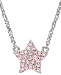 Wish upon a star. CRISLU's children's necklace is embellished with shimmering pink cubic zirconias (1/8 ct. t.w.) and set in platinum over sterling silver. Approximate length: 13 inches + 1-1/2 inches. Approximate drop: 1/2 inch.