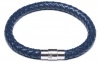 Navy Blue Braided Leather Cord Bracelet, 6 Millimeters in Width, 8 Inches in Length