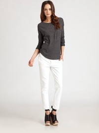 A seaside-inspired boatneck made of sumptuous pure cotton is a seasonal must-have piece. BoatneckDropped shouldersLong sleevesU-shaped hemCottonDry cleanImportedModel shown is 5'10 (177cm) wearing US size Small. A seaside-inspired boatneck made of sumptuous pure cotton is a seasonal must-have piece. BoatneckDropped shouldersLong sleevesU-shaped hemCottonDry cleanImportedModel shown is 5'10 (177cm) wearing US size Small.