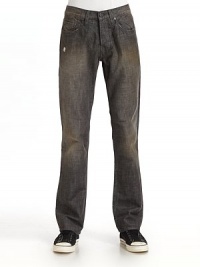 Slightly fitted, yet exceptionally comfortable, this slim-fit cotton denim classic has minimal fading, torn spots and a versatile black rinse.Mid-width waistband with belt loops Front zipper and button fly Five-pocket style Contrast stitching and logo patch at backpocket Inseam, about 34 Cotton; hand wash or machine wash Imported Slightly fitted, yet exceptionally comfortable, this slim-fit cotton denim classic has minimal fading, torn spots and a versatile black rinse.Mid-width waistband with belt loops Front zipper and button fly Five-pocket style Contrast stitching and logo patch at backpocket Inseam, about 34 Cotton; hand wash or machine wash Imported