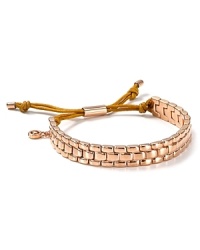 This Michael Kors watch band takes its cues from the jewel box, crafted in gorgeous rose gold tone plate with an adjustable pull closure. This Michael Kors watch band takes its cues from the jewel box, crafted in gorgeous rose gold tone plate with an adjustable pull closure.