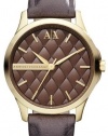 Armani Exchange Brown Quilted Dial Gold-Tone Stainless Steel Ladies Watch AX5206