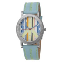 Love Peace and Hope Midsize WA104 Time for Peace Watch with Striped Face and Blue Strap. Model Love Peace and Hope Midsize WA104 Time for Peace Watch with Striped Face and Blue Strap. Model