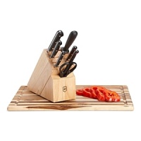 Handcrafted in Soligin, Germany, the knives in this 8-piece set are hot dropped forged from a single piece of high-carbon stainless steel and ice tempered for optimum sharpness and edge retention. A perfect tool for the kitchen that will last a lifetime. Handcrafted in Soligin, Germany, the knives in this 8-piece set are hot dropped forged from a single piece of high-carbon stainless steel and ice tempered for optimum sharpness and edge retention. A perfect tool for the kitchen that will last a lifetime.
