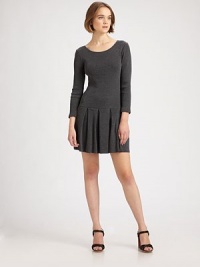 Pleated skirt and drop waist add old-Hollywood charm to this long-sleeve dress. ScoopneckLong sleevesDrop waistPleated skirtFully linedAbout 19 from natural waist68% cotton/32% polyesterDry cleanImportedModel shown is 5'10 (177cm) wearing US size Small. Pleated skirt and drop waist add old-Hollywood charm to this long-sleeve dress. ScoopneckLong sleevesDrop waistPleated skirtFully linedAbout 19 from natural waist68% cotton/32% polyesterDry cleanImportedModel shown is 5'10 (177cm) wearing US size Small.
