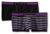 Papi Men's Stretch 2 Pack Brazilian Soft Trunk Brief, Black/Purple, Medium