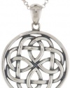 Sterling Silver Celtic Knot Round Pendant Necklace, 18