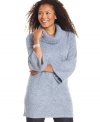 Cozy into Karen Scott's comfy cowl-neck tunic! Pair it with leggings or jeans for a chic weekend look.
