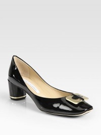 Chunky, retro heel and a buckle adornment enhance this patent leather silhouette with vintage vibes. Self-covered heel, 2 (50mm)Patent leather upperLeather lining and solePadded insoleImportedOUR FIT MODEL RECOMMENDS ordering true size. Chunky, retro heel and a buckle adornment enhance this patent leather silhouette with vintage vibes. Self-covered heel, 2 (50mm)Patent leather upperLeather lining and solePadded insoleImportedOUR FIT MODEL RECOMMENDS ordering true size.