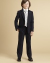 Your little boy will look the part of a sophisticated young man in this elegant, understated classic Armani design of fine