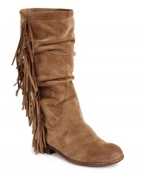 Kenneth Cole Reaction's Hi-King fringe boots will add plenty of movement and pizzaz to any of your casual looks. Kenneth Cole Reaction's Hi-King fringe boots will add plenty of movement and pizzaz to any of your casual looks.