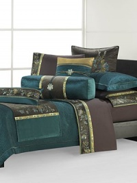 One of the world's most sacred and most beautiful places, Tibet's magnificent 17th-century mountaintop palace inspired this opulent yet serene collection.Velvet with embroidered ribbon trimRemovable cover20 X 2071% cotton/27% rayon/2% spandex95% feather/5% down fillSpot cleanImported