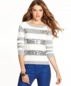No need to have the winter style blues! Wake-up your cold-weather closet with Sweater Project's striped, sequin-adorned layer.