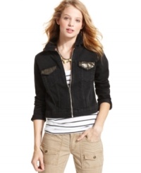 Levi's fancifies its classic Trucker denim jacket with downtown-cool sequins and tough, exposed zippers. Levi's fancifies its classic Trucker denim jacket with downtown-cool sequins and tough, exposed zippers.
