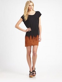 Flame-like, tie-dyed hem adds an edgy effect to this jersey t-shirt dress with cap sleeves and a single front patch pocket. ScoopneckDropped shouldersCap sleevesSingle front patch pocketAbout 21 from natural waist95% rayon/5% Lycra®Hand washMade in USAModel shown is 5'10 (177cm) wearing US size Small. Flame-like, tie-dyed hem adds an edgy effect to this jersey t-shirt dress with cap sleeves and a single front patch pocket. ScoopneckDropped shouldersCap sleevesSingle front patch pocketAbout 21 from natural waist95% rayon/5% Lycra®Hand washMade in USAModel shown is 5'10 (177cm) wearing US size Small.