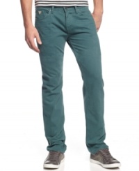 Colored denim is in, and these Guess Jeans will have you rocking the trend in sleek style. Colored denim is in, and these Guess Jeans will have you rocking the trend in sleek style.