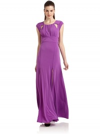 THE LOOKCutout detail at shouldersSeamed bodiceDual slits in hemBack zip closureTHE FITAbout 60 from shoulder to hemTHE MATERIALAcetate/nylon/spandexFully linedCARE & ORIGINDry cleanImportedModel shown is 5'10 (177cm) wearing US size 4. THE LOOKCutout detail at shouldersSeamed bodiceDual slits in hemBack zip closureTHE FITAbout 60 from shoulder to hemTHE MATERIALAcetate/nylon/spandexFully linedCARE & ORIGINDry cleanImportedModel shown is 5'10 (177cm) wearing US size 4.