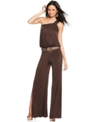 Baby Phat designs a jumpsuit for fierce occasions! From the braided shoulder straps to the woven, hip-slung belt, awesome details make this piece the perfect night-out look! Baby Phat designs a jumpsuit for fierce occasions! From the braided shoulder straps to the woven, hip-slung belt, awesome details make this piece the perfect night-out look!