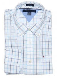Tommy Hilfiger Men Classic fit Long Sleeve Plaid Shirt (S, White/light blue/navy) Tommy Hilfiger Men Classic fit Long Sleeve Plaid Shirt (S, White/light blue/navy)
