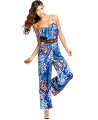 Rock hot, cabana style on your vacation or stay-cation with a tribal print, palazzo jumpsuit from Baby Phat that's full of trend-forward style! Rock hot, cabana style on your vacation or stay-cation with a tribal print, palazzo jumpsuit from Baby Phat that's full of trend-forward style!