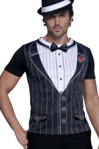 Smiffys Gangster Pinstripe Tuxedo Mens Instant Costume T-Shirt Smiffys Gangster Pinstripe Tuxedo Mens Instant Costume T-Shirt