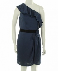 BCBGeneration Ruffled One Shoulder Dress Blue Smoke 8 BCBGeneration Ruffled One Shoulder Dress Blue Smoke 8