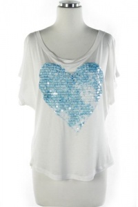 Fashion Jewelry - SEQUINS HEART DETAIL SHORT SLEEVE TOP- By Fashion Destination | Free Shipping (White) Fashion Jewelry - SEQUINS HEART DETAIL SHORT SLEEVE TOP- By Fashion Destination | Free Shipping (White)