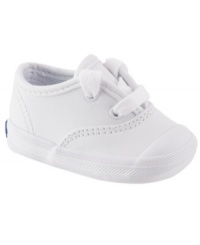 From playing at home or being on the go, these toe-cap sneakers from Keds mix daintiness and durability for long-lasting cute. From playing at home or being on the go, these toe-cap sneakers from Keds mix daintiness and durability for long-lasting cute.