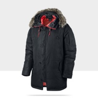 Jordan Nike Air Modern Snorkel Fur Parka Jacket Coat-Black/Red Jordan Nike Air Modern Snorkel Fur Parka Jacket Coat-Black/Red