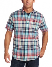 Nautica Men's Short Sleeve Madras Plain Plaid Woven Nautica Men's Short Sleeve Madras Plain Plaid Woven