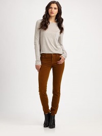 Velvety-soft cotton cords in a skinny-leg silhouette with five-pocket styling and lots of stretch.THE FITMedium rise, about 8Inseam, about 30THE DETAILSZip flyFour-pocket style98% cotton/2% spandexMachine washMade in USA of imported fabricModel shown is 5'10 (177cm) wearing US size 4. Velvety-soft cotton cords in a skinny-leg silhouette with five-pocket styling and lots of stretch.THE FITMedium rise, about 8Inseam, about 30THE DETAILSZip flyFour-pocket style98% cotton/2% spandexMachine washMade in USA of imported fabricModel shown is 5'10 (177cm) wearing US size 4.