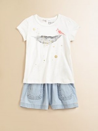 Crafted in plush cotton, this darling pair of shorts takes it up a notch with beautiful pleating in a light hue.Gathered, pleated elastic waistbandFront patch pockets98% cotton/2% elastaneMachine washImported Crafted in plush cotton, this darling pair of shorts takes it up a notch with beautiful pleating in a light hue.Gathered, pleated elastic waistbandFront patch pockets98% cotton/2% elastaneMachine washImported