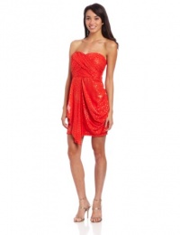 Sequin Hearts by My Michelle Juniors Strapless Dot Dress, Orange/Gold, 5 Sequin Hearts by My Michelle Juniors Strapless Dot Dress, Orange/Gold, 5