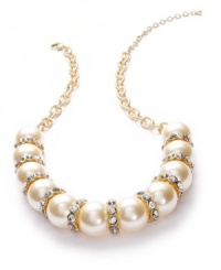 An endlessly elegant necklace silhouette from Charter Club. Acrylic pearls are paired with gold tone spacers embellished with glass accents. Crafted in gold tone mixed metal. Approximate length: 41-1/2 inches + 3-inch extender. An endlessly elegant necklace silhouette from Charter Club. Acrylic pearls are paired with gold tone spacers embellished with glass accents. Crafted in gold tone mixed metal. Approximate length: 41-1/2 inches + 3-inch extender.