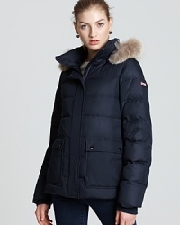 A HUNTER jacket is your sporty go-to for the season. A fur-trimmed ruff at the hood keeps your cozy, while the waterproof texture keeps your dry. A HUNTER jacket is your sporty go-to for the season. A fur-trimmed ruff at the hood keeps your cozy, while the waterproof texture keeps your dry.