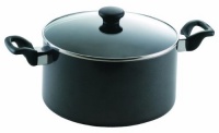 Mirro 47008 Get A Grip Nonstick Oven Safe Dishwasher Safe 8-Quart Stockpot with Glass Lid Cover Cookware, Black