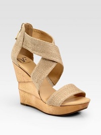Wide burlap criss-cross straps and an exposed back zipper enhance this architectural wooden wedge. Wooden wedge, 4½ (115mm)Wooden platform, 1 (25mm)Compares to a 3½ heel (90mm)Burlap upperBack zipperLeather liningRubber solePadded insoleImportedOUR FIT MODEL RECOMMENDS ordering true size. Wide burlap criss-cross straps and an exposed back zipper enhance this architectural wooden wedge. Wooden wedge, 4½ (115mm)Wooden platform, 1 (25mm)Compares to a 3½ heel (90mm)Burlap upperBack zipperLeather liningRubber solePadded insoleImportedOUR FIT MODEL RECOMMENDS ordering true size.