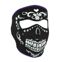 Neoprene Face Mask, Muerte, Purple Piping, Teal Interior Neoprene Face Mask, Muerte, Purple Piping, Teal Interior