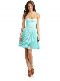 THE LOOKSweetheart necklineStructured bodice with bustier-style seamsAccordion pleated skirtSide zip closureTHE FITAbout 26 from top to hemTHE MATERIALPolyesterFully linedCARE & ORIGINDry cleanMade in USAModel shown is 5'10 (177cm) wearing US size 4. THE LOOKSweetheart necklineStructured bodice with bustier-style seamsAccordion pleated skirtSide zip closureTHE FITAbout 26 from top to hemTHE MATERIALPolyesterFully linedCARE & ORIGINDry cleanMade in USAModel shown is 5'10 (177cm) wearing US size 4.