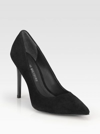 Lady-like point toe silhouette of rich suede is freshened with a contrasting notice-me heel. Lacquered heel, 4 (100mm)Suede upperLeather lining and solePadded insoleImported Lady-like point toe silhouette of rich suede is freshened with a contrasting notice-me heel. Lacquered heel, 4 (100mm)Suede upperLeather lining and solePadded insoleImported